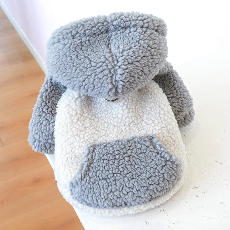 Berber Fleece Dog Hoodie – Winter Warm Pet Sweater with Buckle